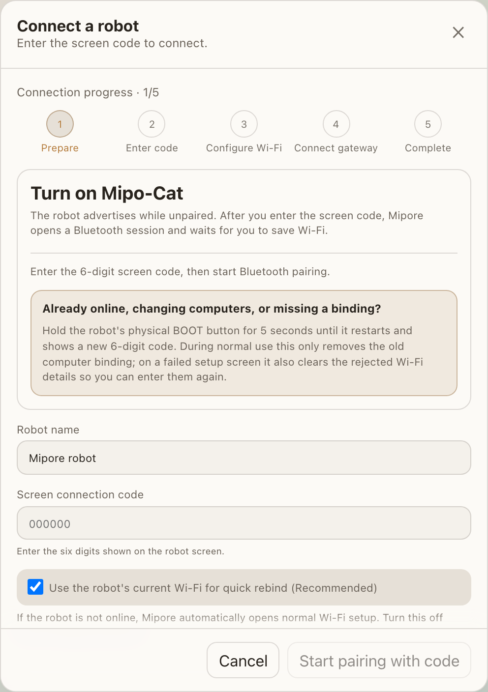 Step 2 - Enter the code and open encrypted Bluetooth